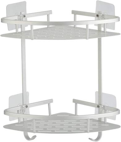 H Hawsam No Drill Bathroom Shelf 2 Tier Aluminum Adhesive Shower Organizer