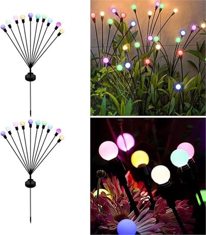 2-Pack Solar Firefly Garden Lights – Multicolor, Waterproof
