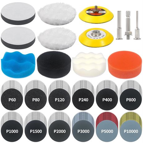 Kit Ponçage 133pcs Disques + Outils Auto Bois Métal