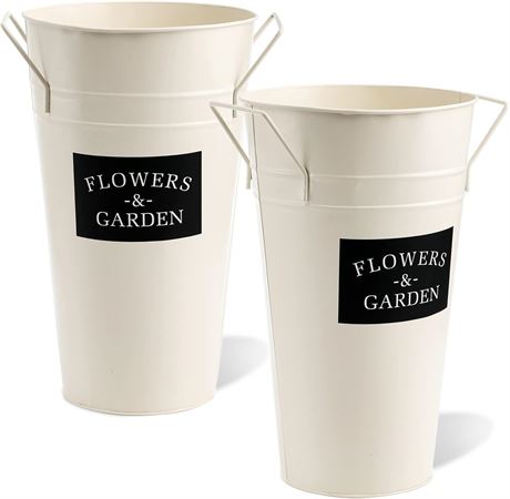 Lot 2 Vases Métal Galva 30cm Style Rustique Mariage Déco Maison