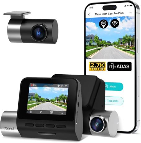 70mai A500S 2.7K Dash Cam Front & Rear, WiFi GPS, Sony IMX335, ADAS