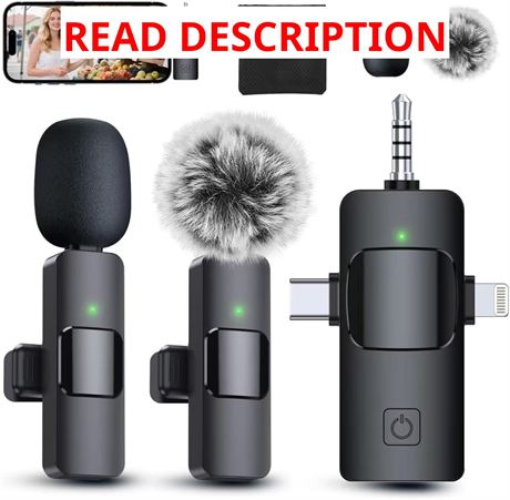 PQRQP 3-in-1 Wireless Lavalier Microphone for iPhone/Android/Camera, Clip