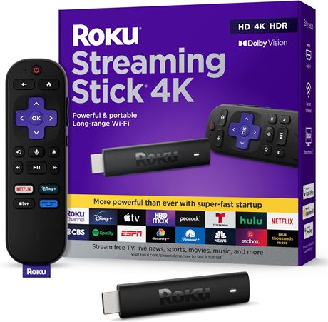 Roku Streaming Stick 4K with Voice Remote, HDR/Dolby Vision, Long Wi-Fi
