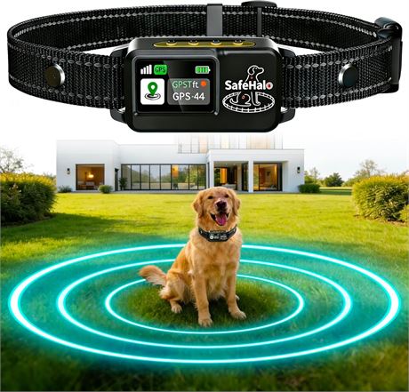 GPS Wireless Dog Fence, Adjustable 65-6800 ft, Anti-Escape Collar, 3 Modes