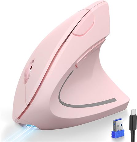 TECKNET Rechargeable Wireless Ergonomic Vertical Mouse with BT/2.4G, 4800 DPI