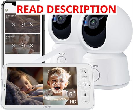 ARENTI Baby Monitor 2 Cameras, Smart Baby Camera with 5-Inch Display