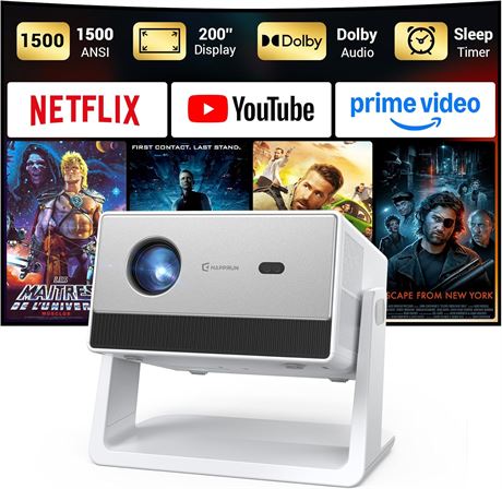 HAPPRUN 1500ANSI 4K Smart Projector with Netflix, Dolby Audio, WiFi & Bluetooth