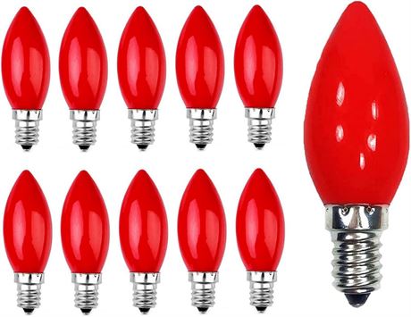 15 Pack C7 LED Red Light Bulbs E12 Candelabra Base 1W (8W Eq) 110V