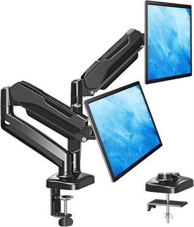 MOUNTUP 2-Monitor Desk Mount, Dual Arm, VESA Clamp/Grommet, 4.4-17.6 lb, Black