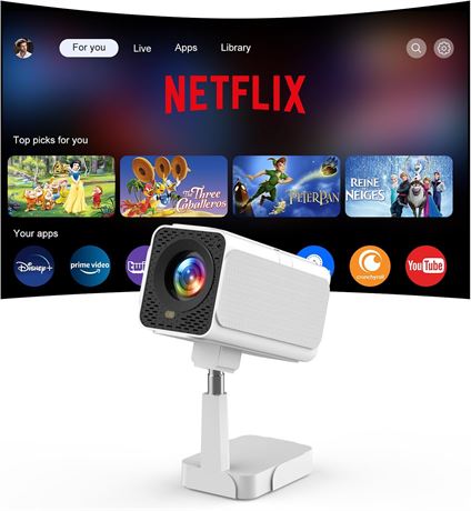 Netflix 1080P Mini Projector with WiFi 6, Bluetooth, Auto Keystone, 270