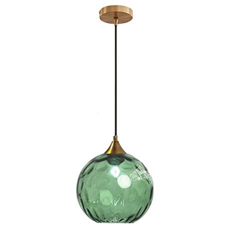 Suspension CRIBBU globe verre vert bronze/or 20cm