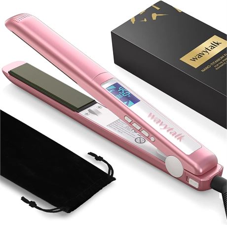 Wavytalk 1-Inch Titanium Flat Iron, Adjustable Temp, Fast Heat, Travel Friendly