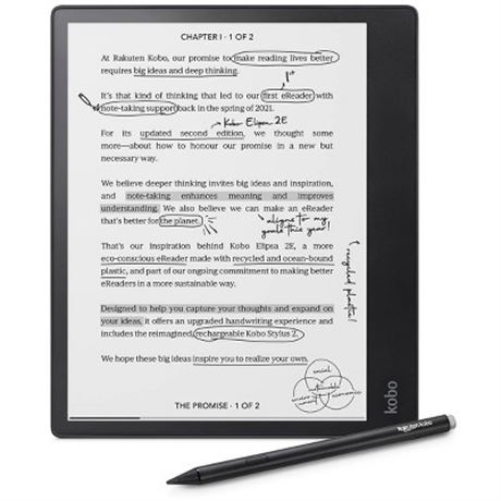 Kobo Elipsa 2E 10.3” 32Go Stylet Écran ConfortLight PRO Noir