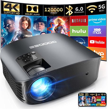 GooDee 4K Mini Projector WiFi Bluetooth 1080P Portable Movie Projector FHD