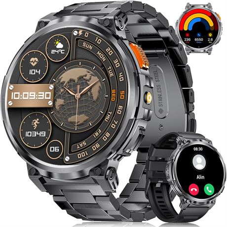 Smart Watch Men Bluetooth Calls 1.85" HD Display 730mAh Flashlight 120+ Sports