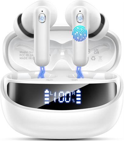 couteurs Bluetooth 5.4 sans fil HiFi, 45 h, 4 micros ENC, IP67, LED sport