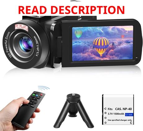 Full HD 1080P Video Camera 30MP Vlogging Camcorder IR Night Vision 18X Zoom