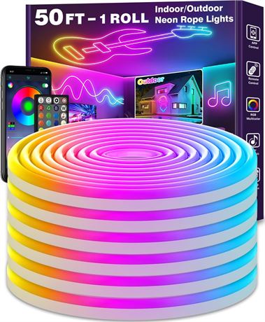 LETIANPAI 100Ft RGB LED Eave Lights App Remote Control Music Sync IP67