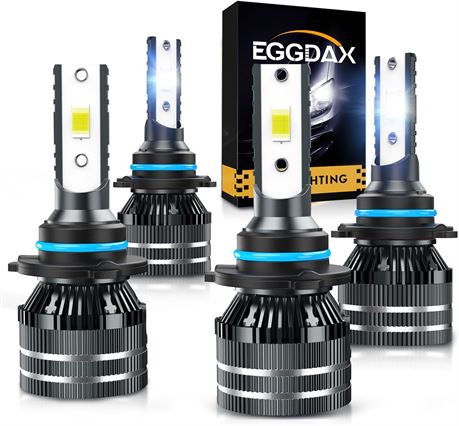 9005/9006 LED Headlight Bulbs Combo, 44,000LM, 6500K, High/Low Beam, Pack of 4