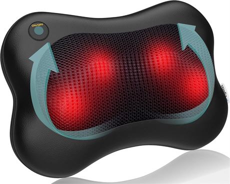 Zyllion Back & Neck Massager with Heat - 3D Shiatsu Pillow (ZMA-13-BK)