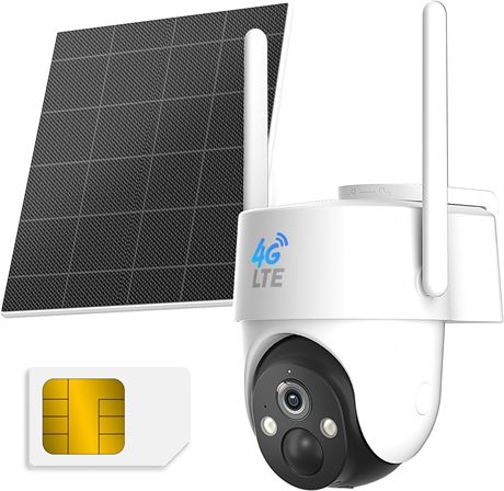 Rraycom 4G LTE Security Camera, Solar, 360  View, 2K Night Vision, Alexa