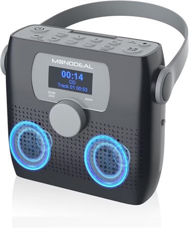MONODEAL Portable CD Player & BT Boombox with Speakers, Camping/Travel Radio, 6W
