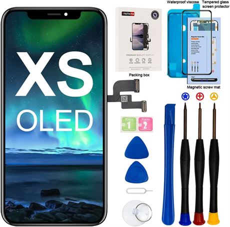 EFAITHFIX écran OLED iPhone Xs 5.8" kit réparation + verre trempé