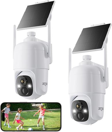 Dzees Lot 2 Caméras Sécurité Solaires 2K WiFi PTZ 360° IP66