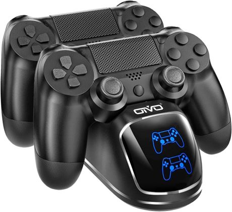 Chargeur Manette OIVO PS4 Station Double LED Rouge-Bleu