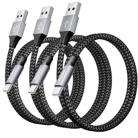 Câbles USB-A vers USB-C 3 pack, nylon tressé, charge rapide