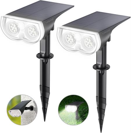 Linkind Solar Spot Lights Outdoor – 2 Pack, IP67, 6500K
