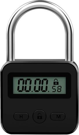 Metal Timer Lock - Time Padlock with LCD Display - USB Rechargeable