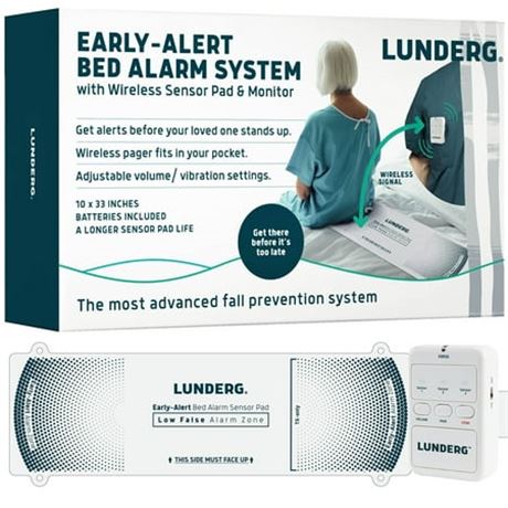 Lunderg Wireless Bed Alarm System, Early Alert for Elderly Fall Prevention