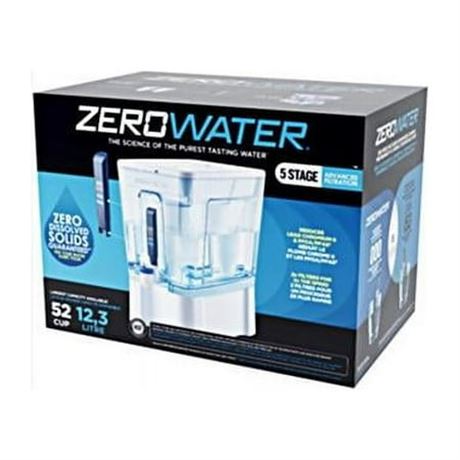 Zerowater 4020738 Ready-Read 52 Cups Water Filtration Dispenser, Blue & White