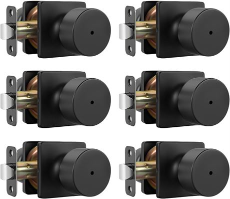 goldenwarm Matte Black Door Knobs, Privacy Door Knob with Lock, 6 Pack