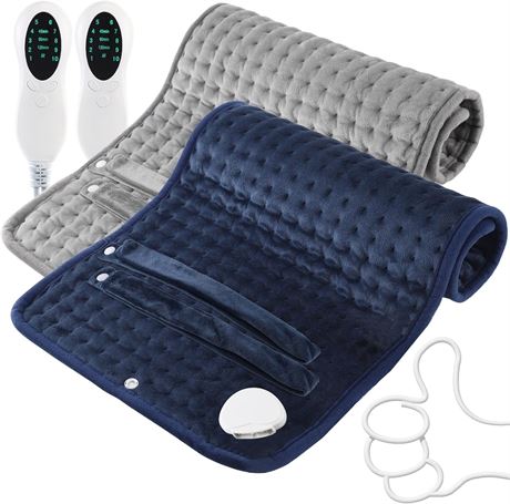 2 Pack XL Heating Pads – Gray & Navy