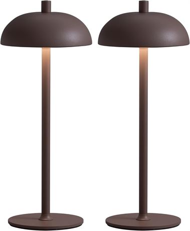 Ophouliy lampe de table sans fil lot 2 champignon LED marron