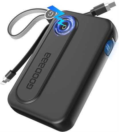 Batterie externe GOODaaa 10000 mAh magnétique, câbles intégrés, iWatch
