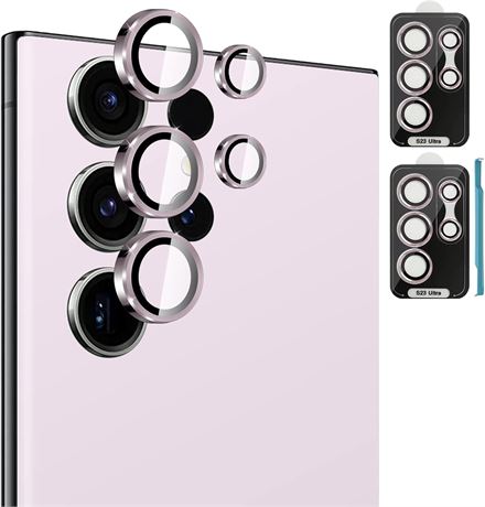 Protecteurs Lentilles TQLGY Galaxy S23 Ultra Verre Trempé Lavande