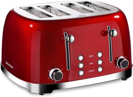 REDMOND Retro 4-Slice Stainless Steel Toaster 6 Browning Levels