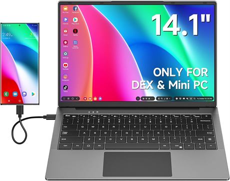 14.1" Lapdock for DeX & Mac mini with Keyboard; Monitor for Samsung & Deck