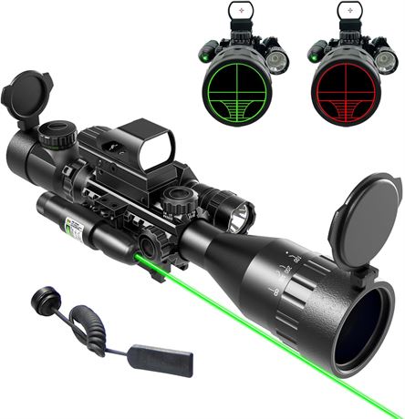 UUQ 4-16x50 Tactical Rifle Scope with Laser and Reflex Sight