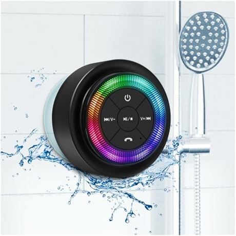 XLeader Upgraded Pro Shower Speaker IPX7 Waterproof Bluetooth, 12H, Suction Cup
