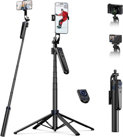 TELESIN 63" Auto-Face Tracking Tripod, 360° Rotation, Remote Control