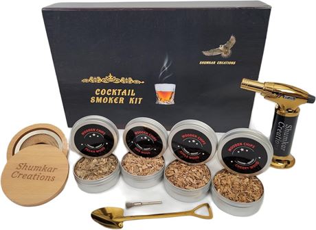 Whiskey Cocktail Smoker Kit with Torch - 4 Flavors