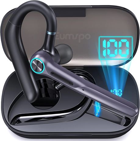 Eumspo V5.3 Bluetooth Headset Earpiece, 50Hrs Playtime, 400mAh LED Case