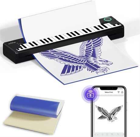 PeriPage Imprimante Stencil Tatouage Sans Fil Portable, Inclus 5