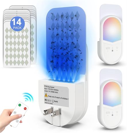 Piège à Moucherons Intérieur USB LED RGB + 14 Cartes Adhésives
