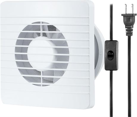 4-inch Exhaust Fan, Window/Wall Mount Vent Extractor with Button Switch