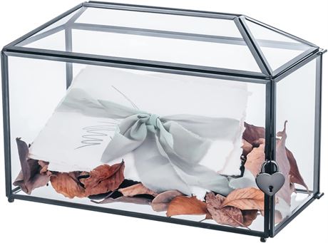 NCYP Wedding Glass Card Box with Lock Geometric Black 32×15×23 cm